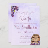 Lila Weindusche Einladung (Vorne/Hinten)