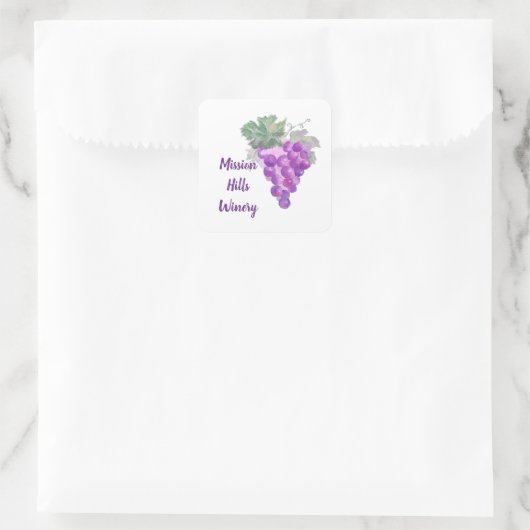 Lila Weinkeller Quadratischer Aufkleber (Tasche)