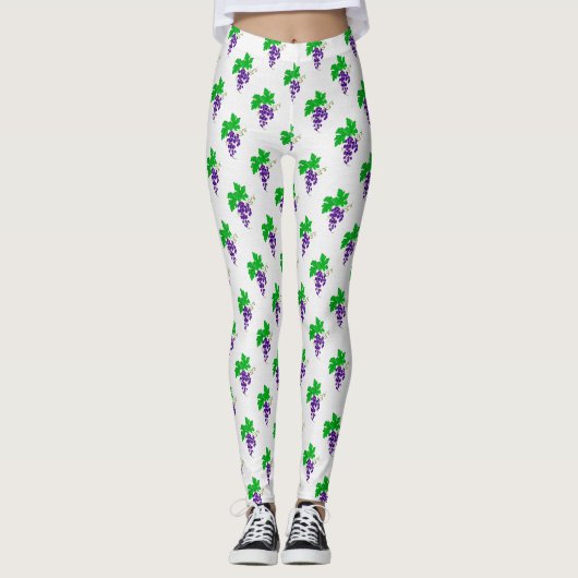 Lila Weinmuster Leggings (Vorderseite)