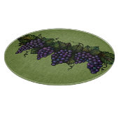 Lila Weintrauben, liebevoll rund, gläserne Tafel Schneidebrett (Ecke)