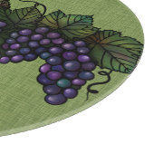 Lila Weintrauben, liebevoll rund, gläserne Tafel Schneidebrett (Ecke)