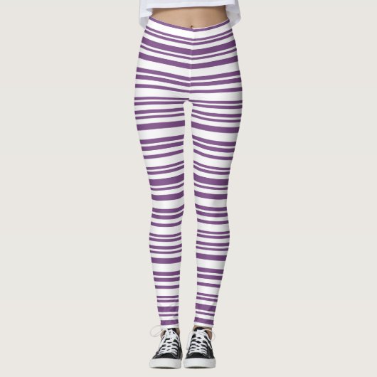 Lila, weiß gestreift leggings (Vorderseite)