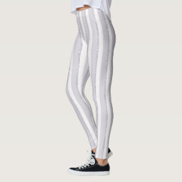 Lila Weiß Glitzer Streifen Leggings