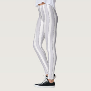 Lila Weiß Glitzer Streifen Leggings