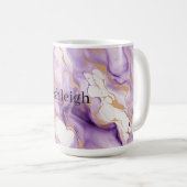 Lila Weiß Gold Abstrakt Kaffeetasse (VorderseiteRechts)
