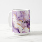 Lila Weiß Gold Abstrakt Kaffeetasse (Vorderseite Links)