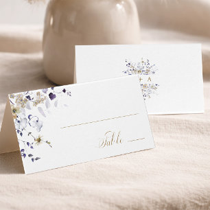 Lila Weiß Gold Blumen Hochzeit Platzkarte