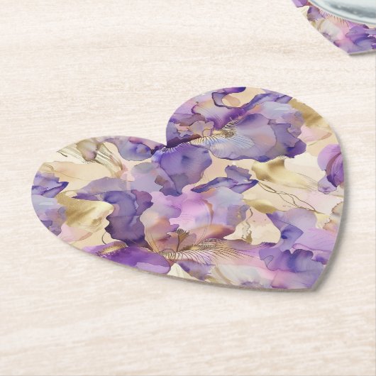 Lila Weiß Gold Iris Floral Abstract Untersetzer (angewinkelt)