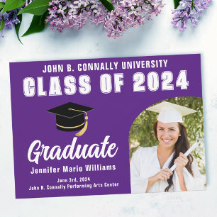 Lila Weiß Graduate Fett Abschluss Foto Ankündigung