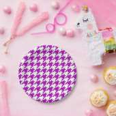 Lila Weiß Houndstooth Karo Pappteller (Party)