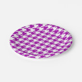 Lila Weiß Houndstooth Karo Pappteller (Schrägansicht)