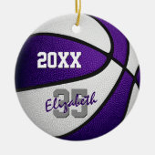 lila Weiß ihr sein Basketballteam Memento Keramik Ornament (Vorne)