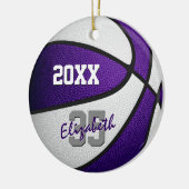 lila Weiß ihr sein Basketballteam Memento Keramik Ornament (Links)