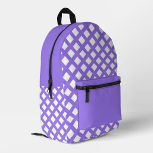 Lila Weiß Karo Diamant Muster Bedruckter Rucksack