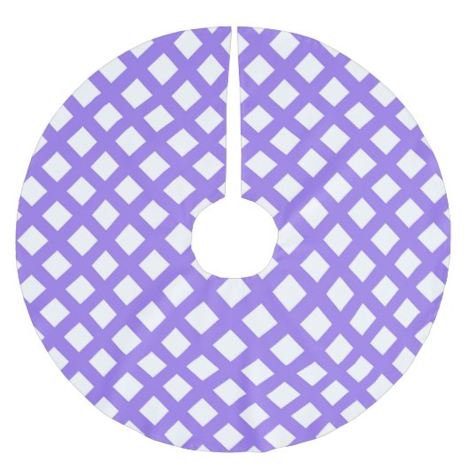 Lila Weiß Karo Diamant Muster Polyester Weihnachtsbaumdecke (Vorderseite)