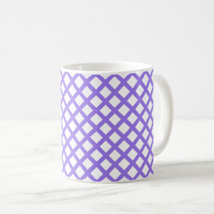 Lila Weiß Karo Diamantmuster Kaffeetasse