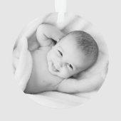 Lila Weiß-Mädchen-Foto Taufe Ornament (Rückseite)