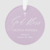 Lila Weiß-Mädchen-Foto Taufe Ornament (Vorderseite)
