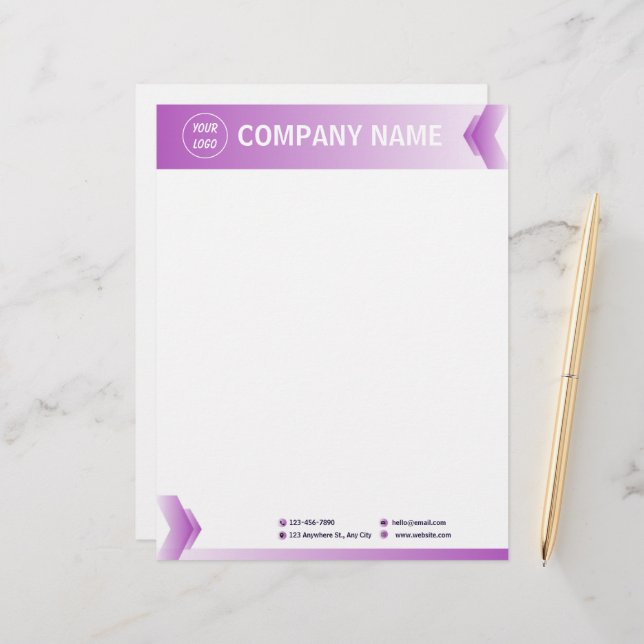 Lila-weiß-modern Beruflich Briefbogen (Vorderseite/Rückseite Beispiel)