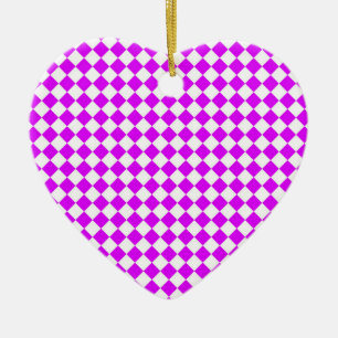 Lila Weiß Schachbrett Diamant Muster Keramik Ornament