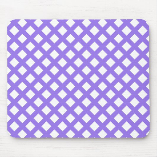 Lila Weiß Schachbrett Diamantmuster Mousepad (Vorne)
