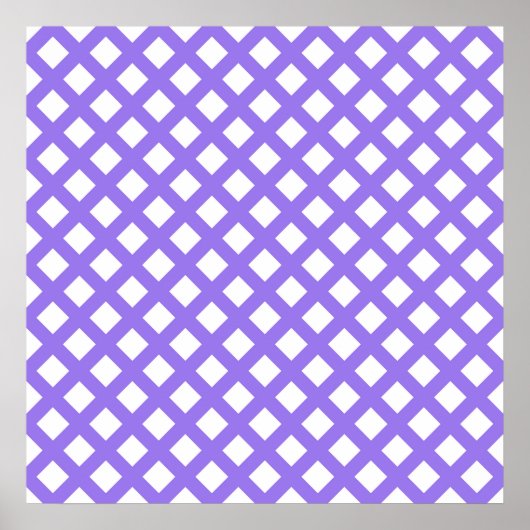 Lila Weiß Schachbrett Diamantmuster Poster (Vorne)