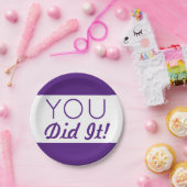 Lila & weiß Sie haben es gemacht Abschluss Pappteller (Party)