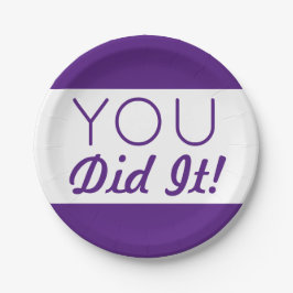 Lila & weiß Sie haben es gemacht Abschluss Pappteller