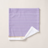 LILA WEISS-STRIPIERTES STREIFPATTER TRIM TOWEL-SET BADHANDTUCH SET (Waschlappen)