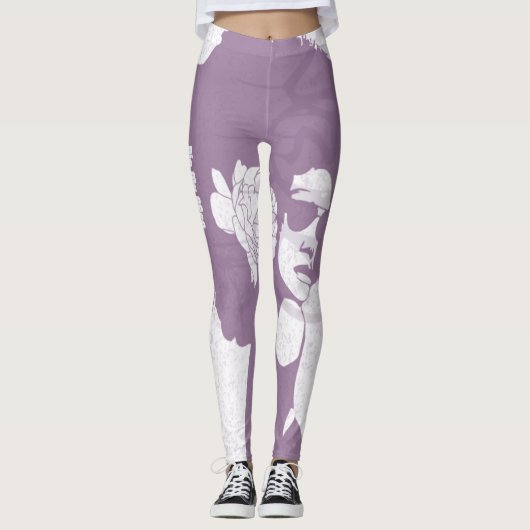 Lila, weiß und graffiti afro leggings (Vorderseite)