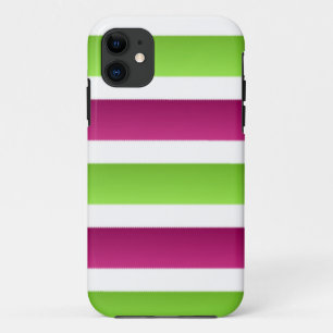Lila/ Weiß und grüne Streifen iPhone 11 Hülle