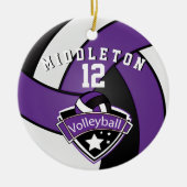 Lila, weiß und schwarz personalisieren Volleyball- Keramik Ornament (Vorne)
