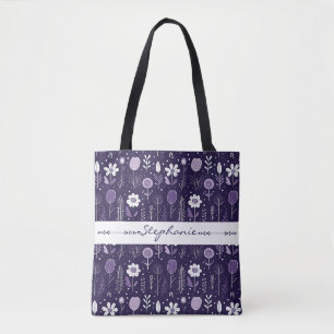 Lila-weiß zartes Blumenmuster Tasche