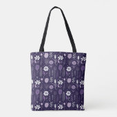 Lila-weiß zartes Blumenmuster Tasche (Rückseite)