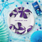 lila weiße Basketball Jungs Party Pappteller (Party)