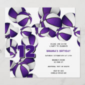 lila weiße Basketball Mädchen Geburtstagsparty Einladung (Vorne/Hinten)