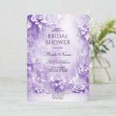 Lila weiße Blume Brautdusche Einladung (Stehend Vorderseite)