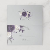 lila-weiße Blume grau Platzkarte (Außenseite Aufgefaltet)