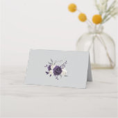 lila-weiße Blume grau Platzkarte (Rückseite)