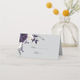 lila-weiße Blume grau Platzkarte