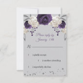 Lila weiße Blume grau RSVP Karte (Vorderseite)