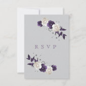 Lila weiße Blume grau RSVP Karte (Rückseite)