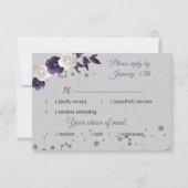 Lila weiße Blume grau RSVP Karte (Vorderseite)