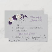 Lila weiße Blume grau RSVP Karte (Vorne/Hinten)