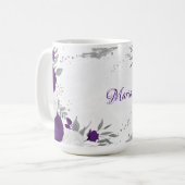 lila weiße Blume Kaffeetasse (Vorderseite Links)