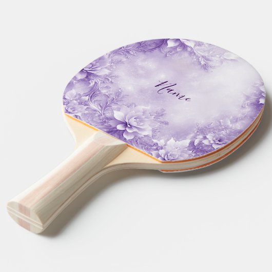 Lila weiße Blume Ping Pong Paddle Tischtennis Schläger (Vorderseite)