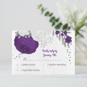 lila weiße Blume RSVP Karte