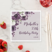 Lila weiße Blume Schmetterlinge 75. Geburtstag Serviette (Beispiel)