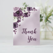 Lila weiße Blume Schmetterlinge zum Geburtstag Dankeskarte (Stehend Vorderseite)