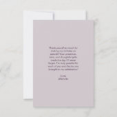 Lila weiße Blume Schmetterlinge zum Geburtstag Dankeskarte (Rückseite)